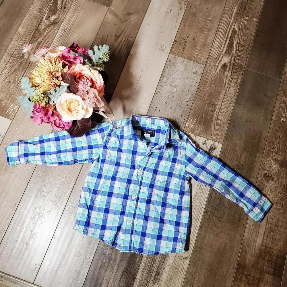 The Children's Place Boys Plaid Long Sleeve Button-Up Dress Shirt Size 2T